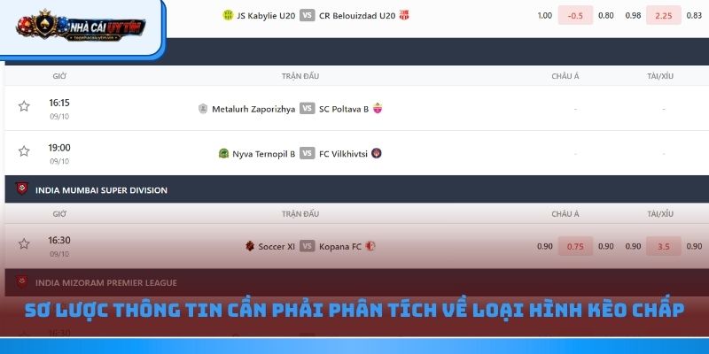 Sơ lược thông tin cần phải phân tích về loại hình kèo chấp
